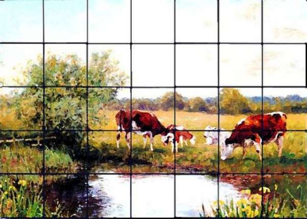 Cows by the pond